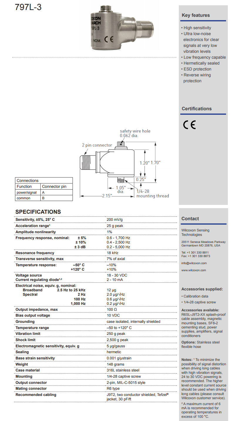威爾康森低調(diào)低頻加速度振動計技術(shù)參數(shù)