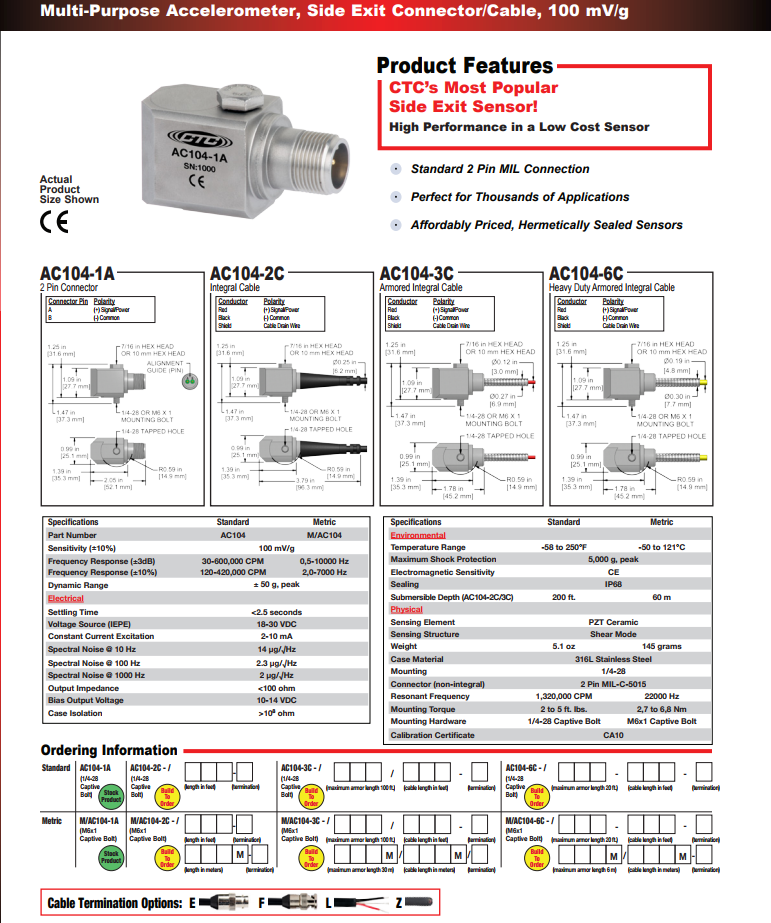  CTC 多功能加速度振動計AC104技術參數(shù)